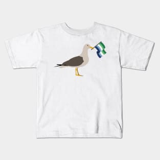 Seagull Holding Gay Male Pride Flag Kids T-Shirt